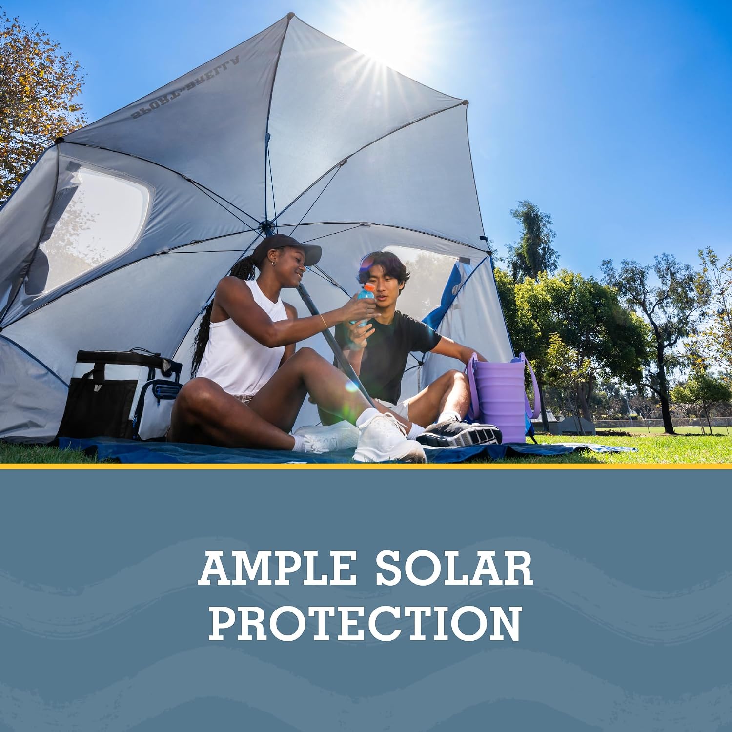 Sport-Brella Premiere UPF 50+ Umbrella Shelter with Patented Side Panels and Tilt Mechanism, Heavy-Duty 1.25 Inch Center Pole, Auger Anchor for Sand and Grass - Image 2