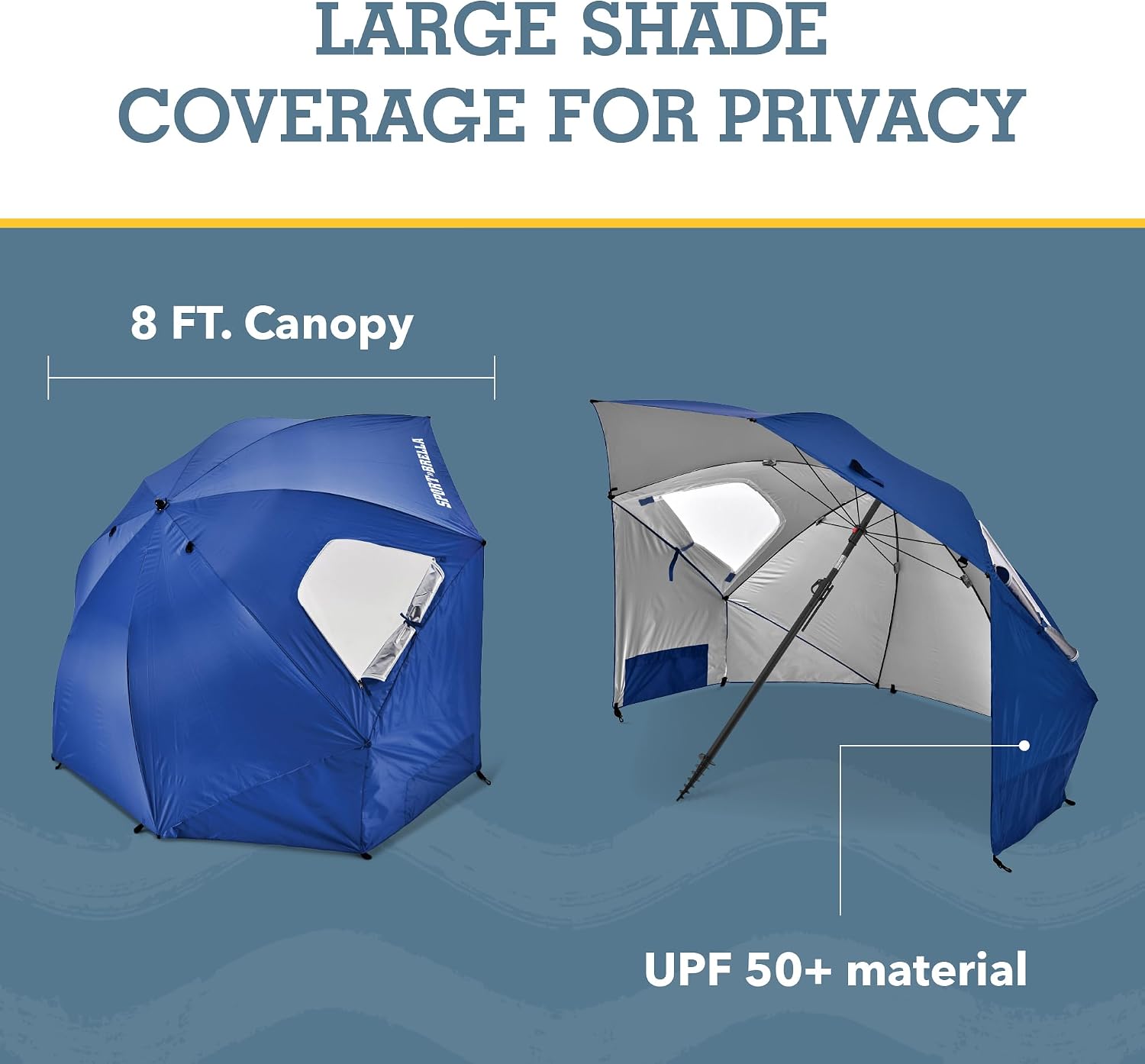 Sport-Brella Premiere UPF 50+ Umbrella Shelter with Patented Side Panels and Tilt Mechanism, Heavy-Duty 1.25 Inch Center Pole, Auger Anchor for Sand and Grass - Image 8