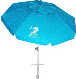 AMMSUN 7ft Heavy Duty High Wind Beach Umbrella with Sand Anchor & Tilt Sun Shelter UPF 50+ Protection Outdoor Sunshade Umbrellas Carry Bag for Patio Garden Pool Backyard Teal
