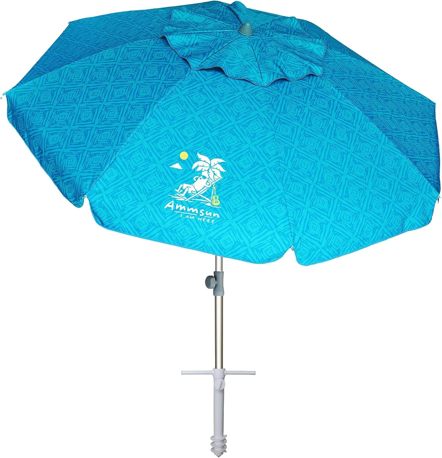 AMMSUN 7ft Heavy Duty High Wind Beach Umbrella with Sand Anchor & Tilt Sun Shelter UPF 50+ Protection Outdoor Sunshade Umbrellas Carry Bag for Patio Garden Pool Backyard Teal