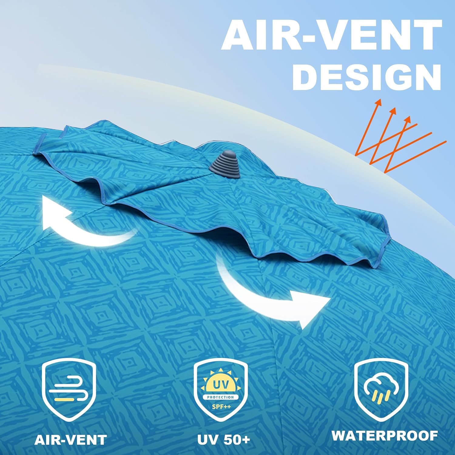 AMMSUN 7ft Heavy Duty High Wind Beach Umbrella with Sand Anchor & Tilt Sun Shelter UPF 50+ Protection Outdoor Sunshade Umbrellas Carry Bag for Patio Garden Pool Backyard Teal - Image 3